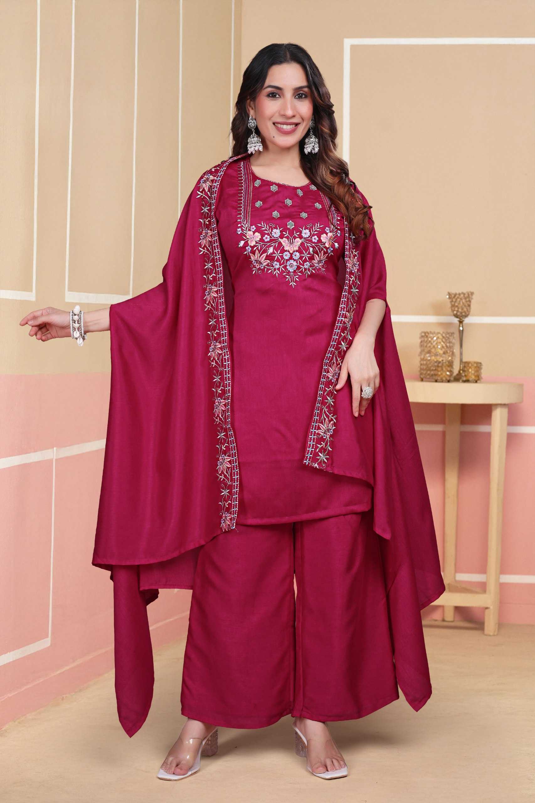 Vichitra Silk Embroidery Party wear suits